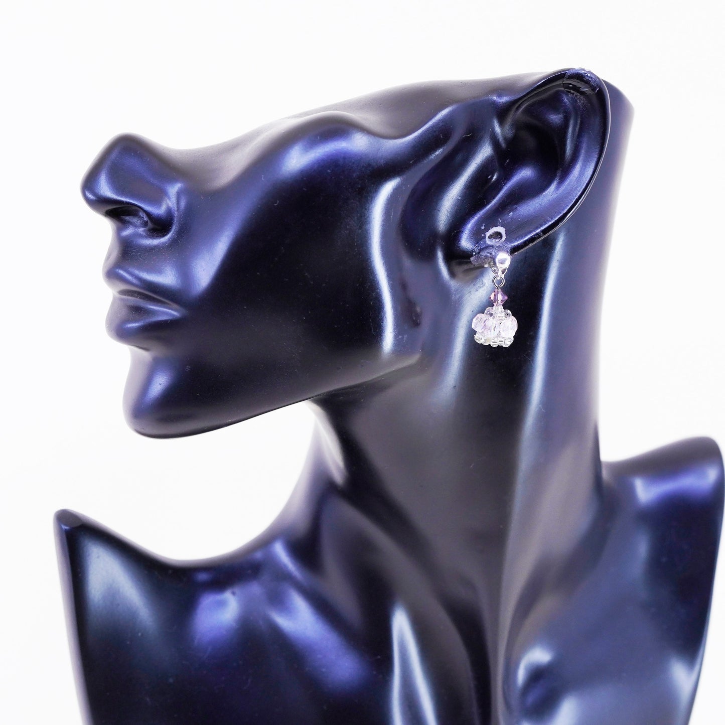 Vintage sterling 925 silver handmade earrings with crystal details