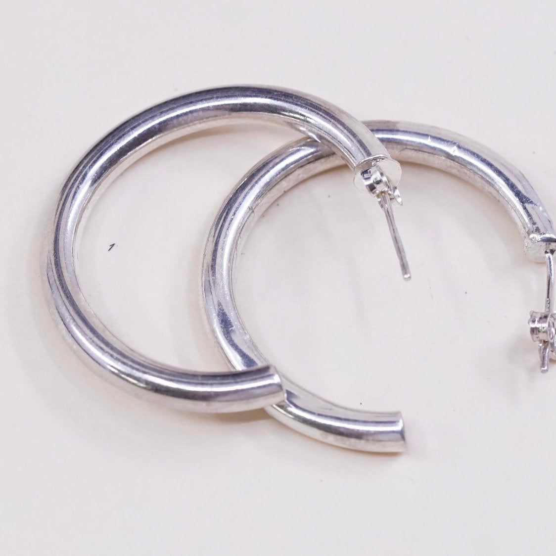 1.25", VTG sterling 925 silver loop earrings, primitive hoops