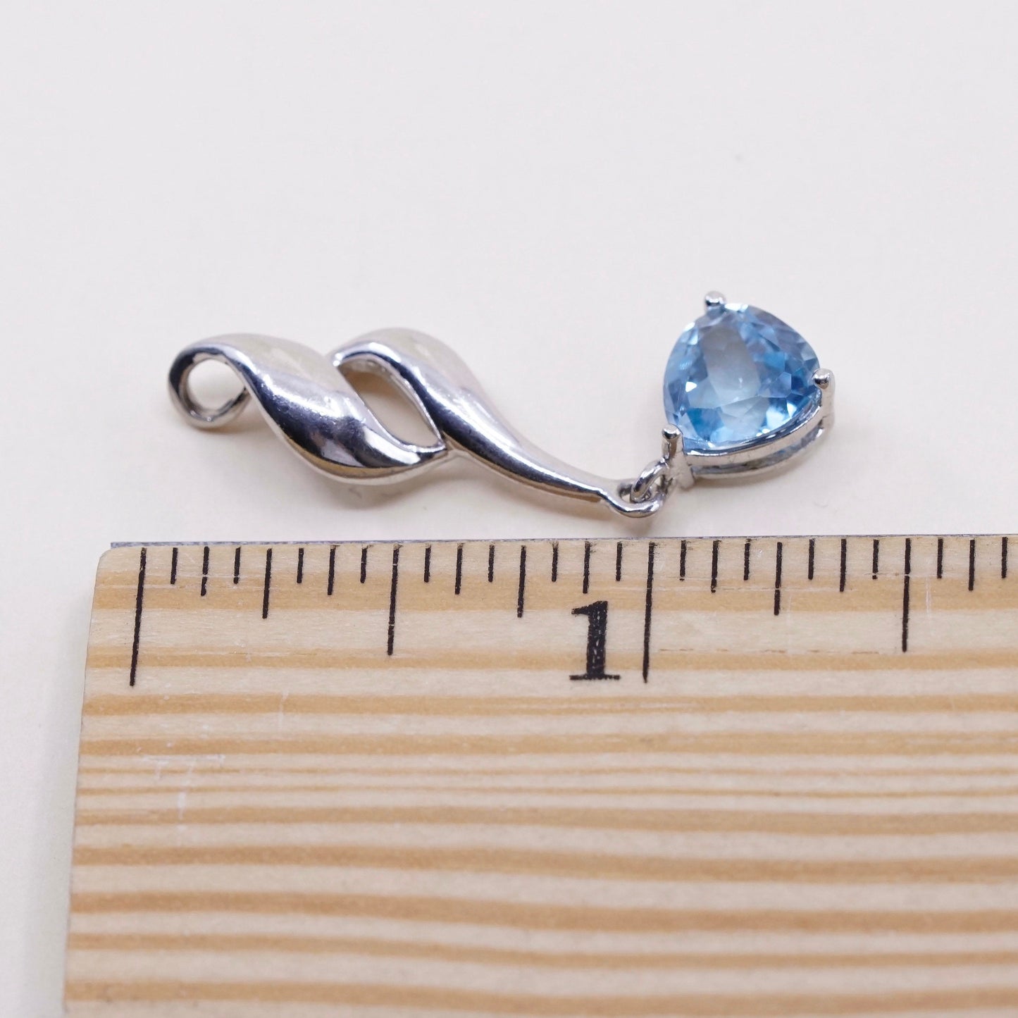 vintage VJ sterling 925 silver handmade pendant with topaz