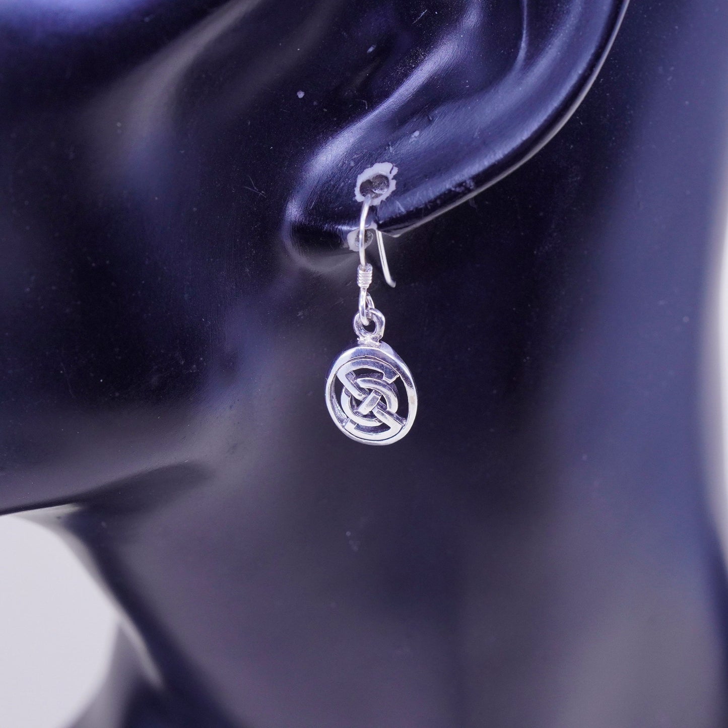 Vintage Irish Sterling silver handmade earrings, 925 Celtic knot dangles