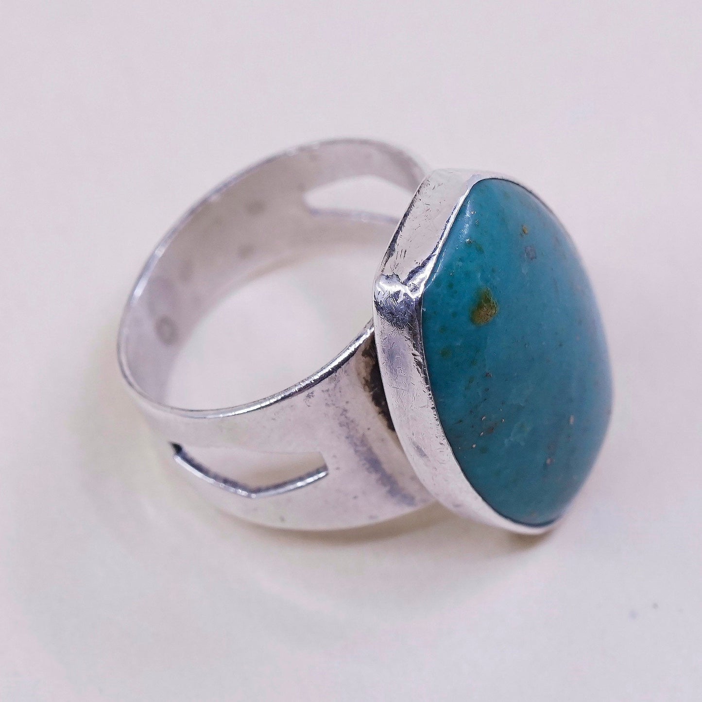 sz 7, VTG DTR sterling silver ring, handmade 925 ring w/ turquoise