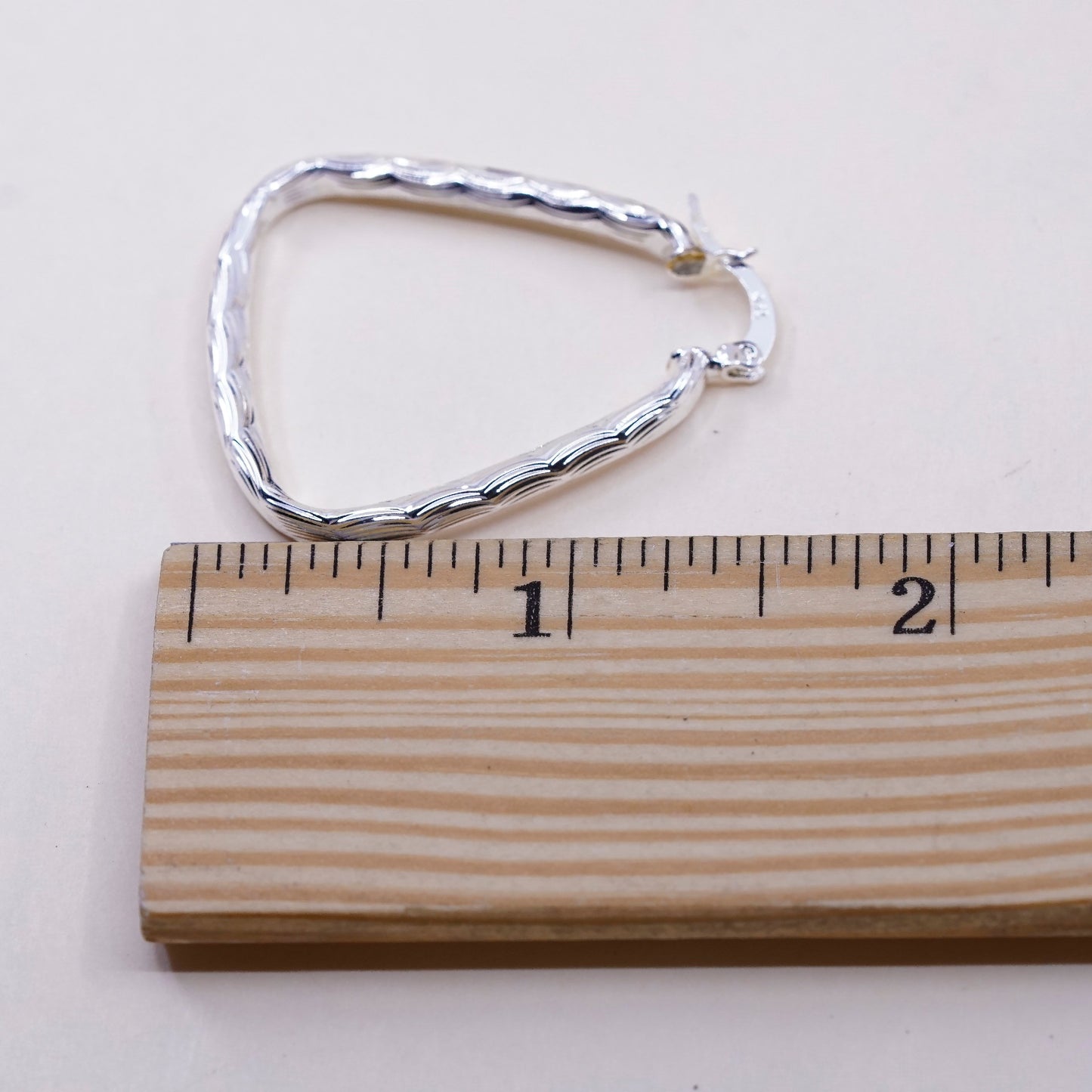 1.5”, VTG sterling silver loop earrings, textured minimalist primitive hoops