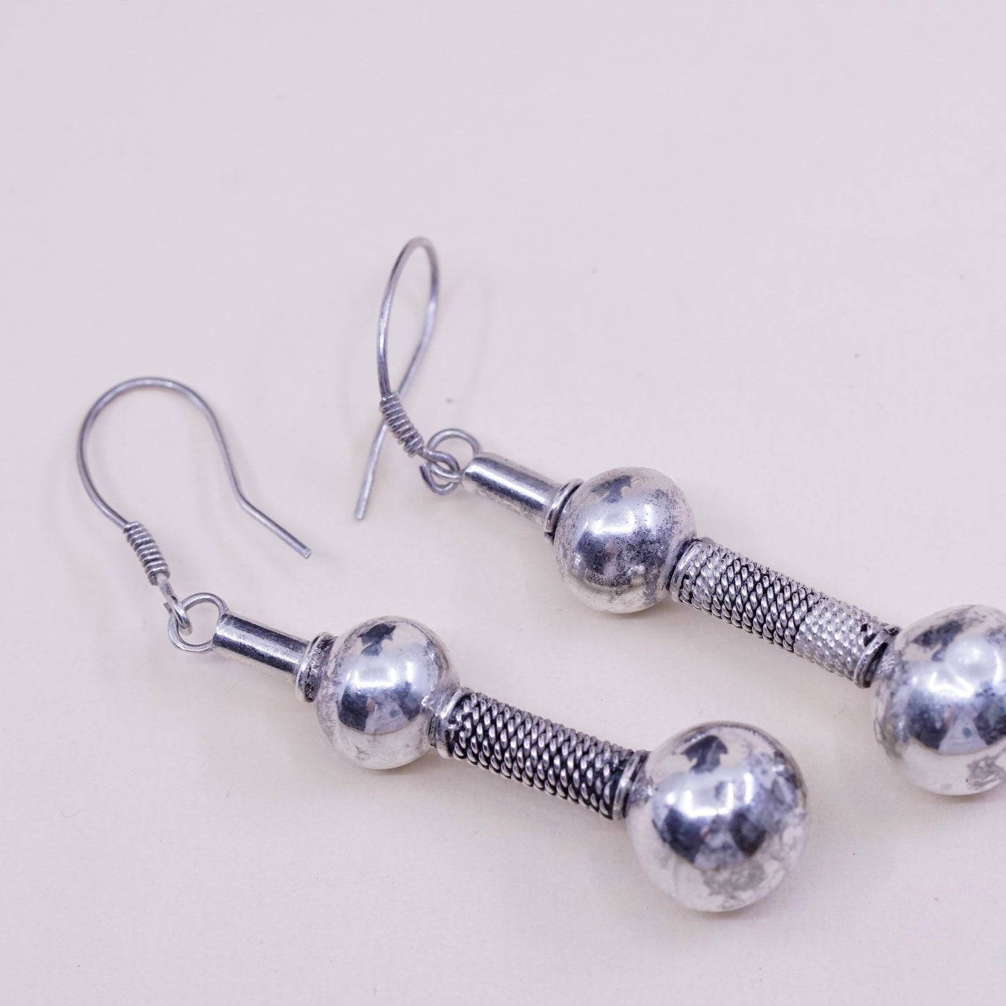 Vintage Sterling 925 silver handmade teardrop earrings and beads