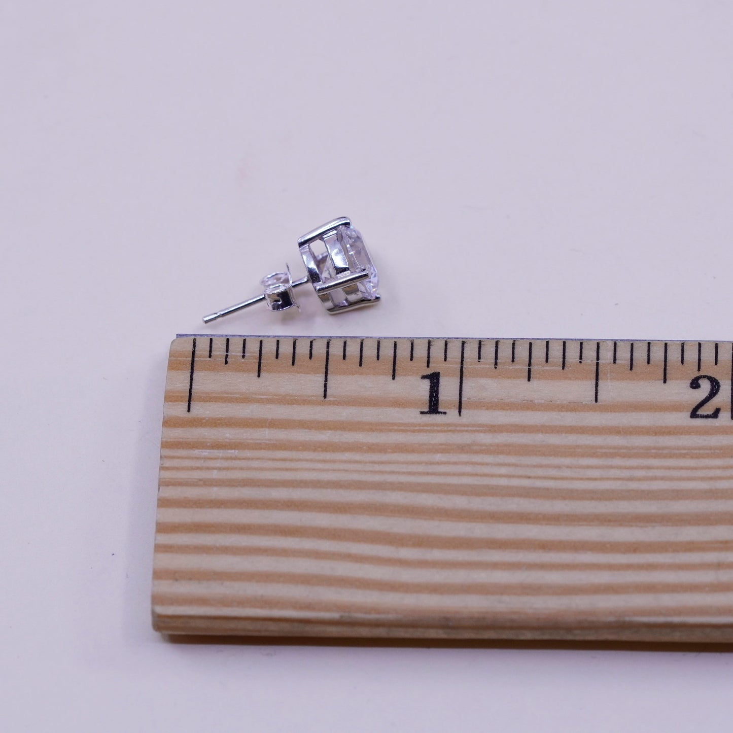 8mm, Vintage sterling 925 silver genuine cz studs, filigree earrings