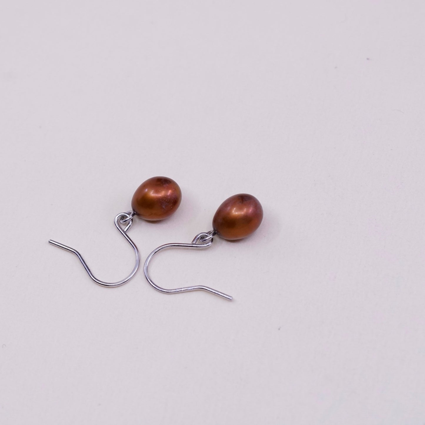 Vintage Sterling silver handmade earrings, 925 hooks with golden pearl drops