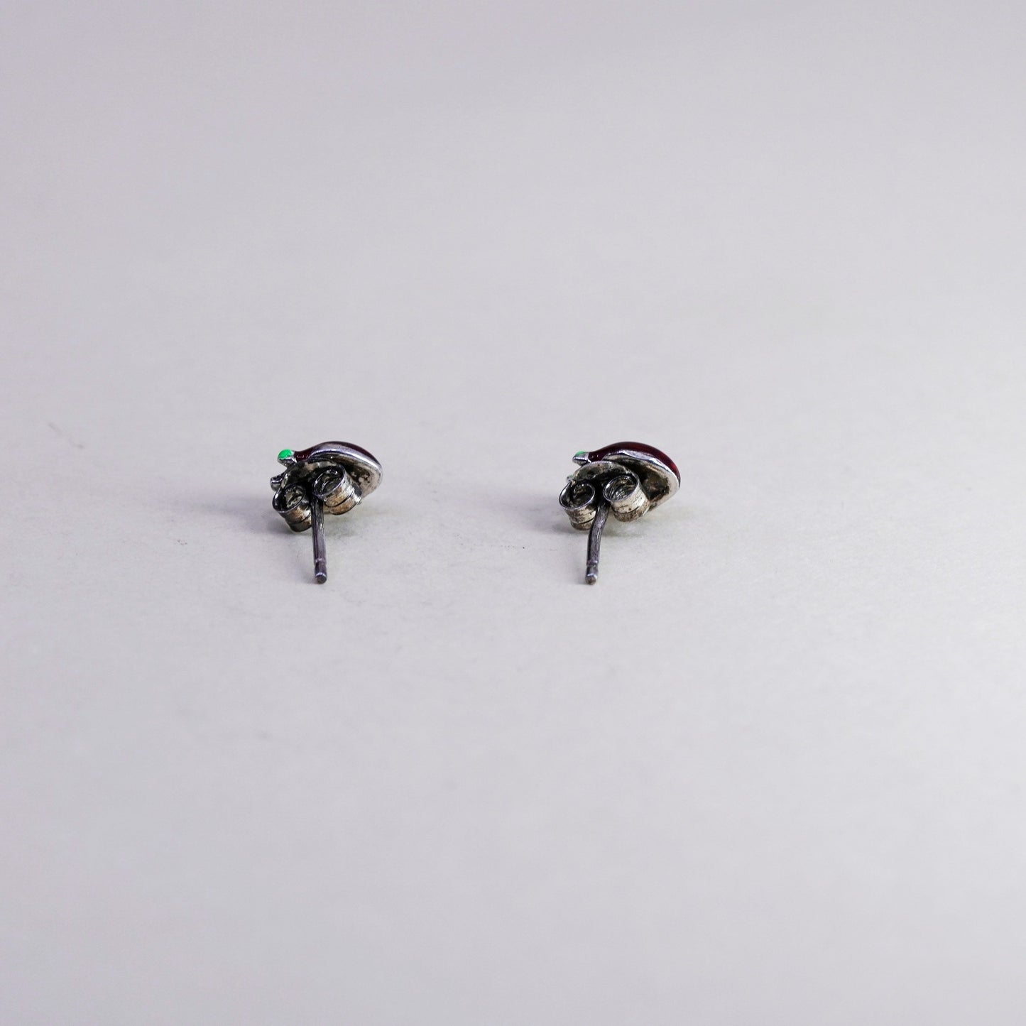 Vintage sterling silver strawberry earrings, 925 enamel studs