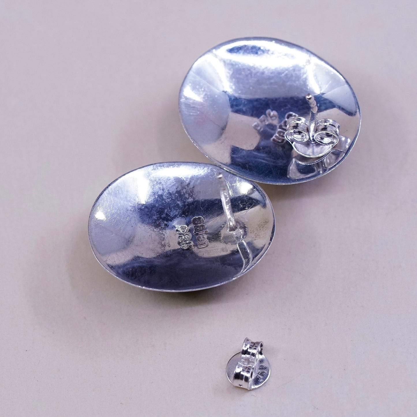 vtg sajen sterling silver handmade earrings, 925 studs w/ turquoise