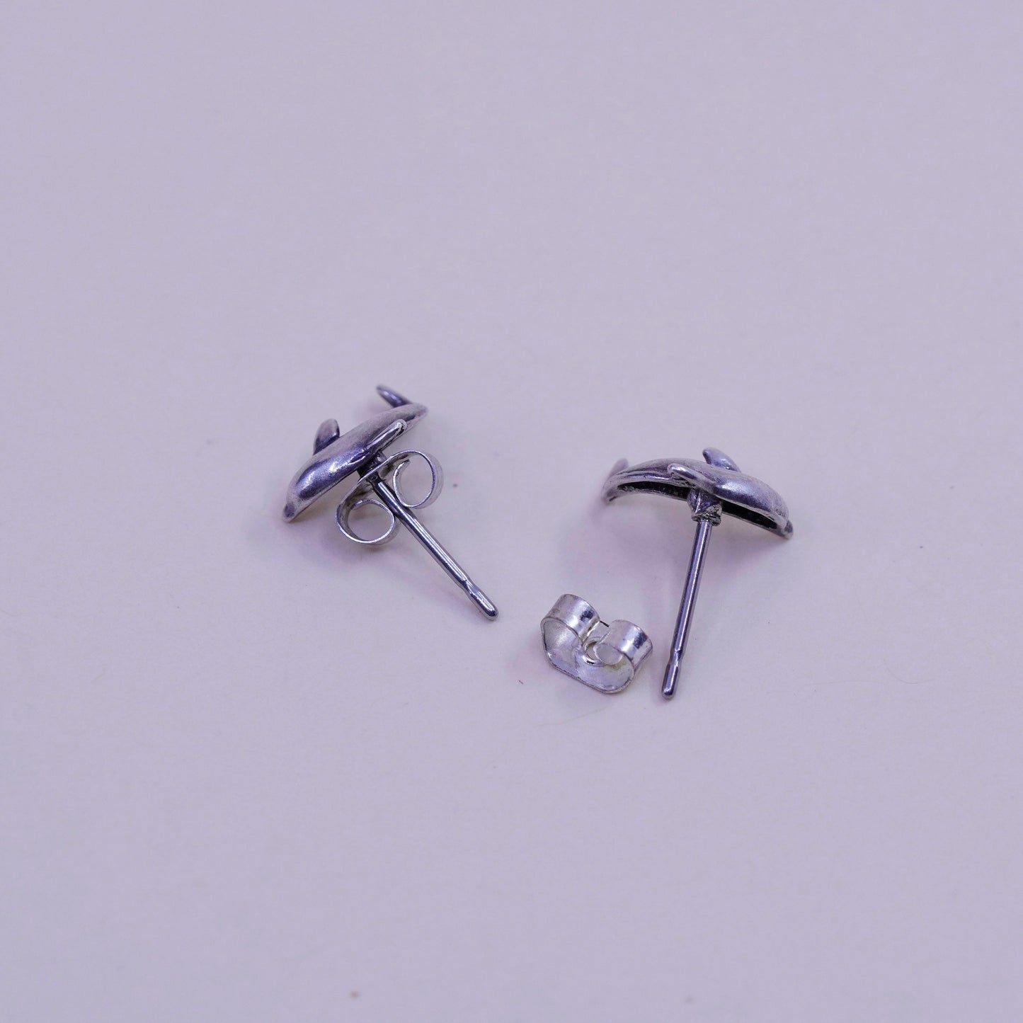 Vintage sterling 925 silver handmade dolphin studs, earrings