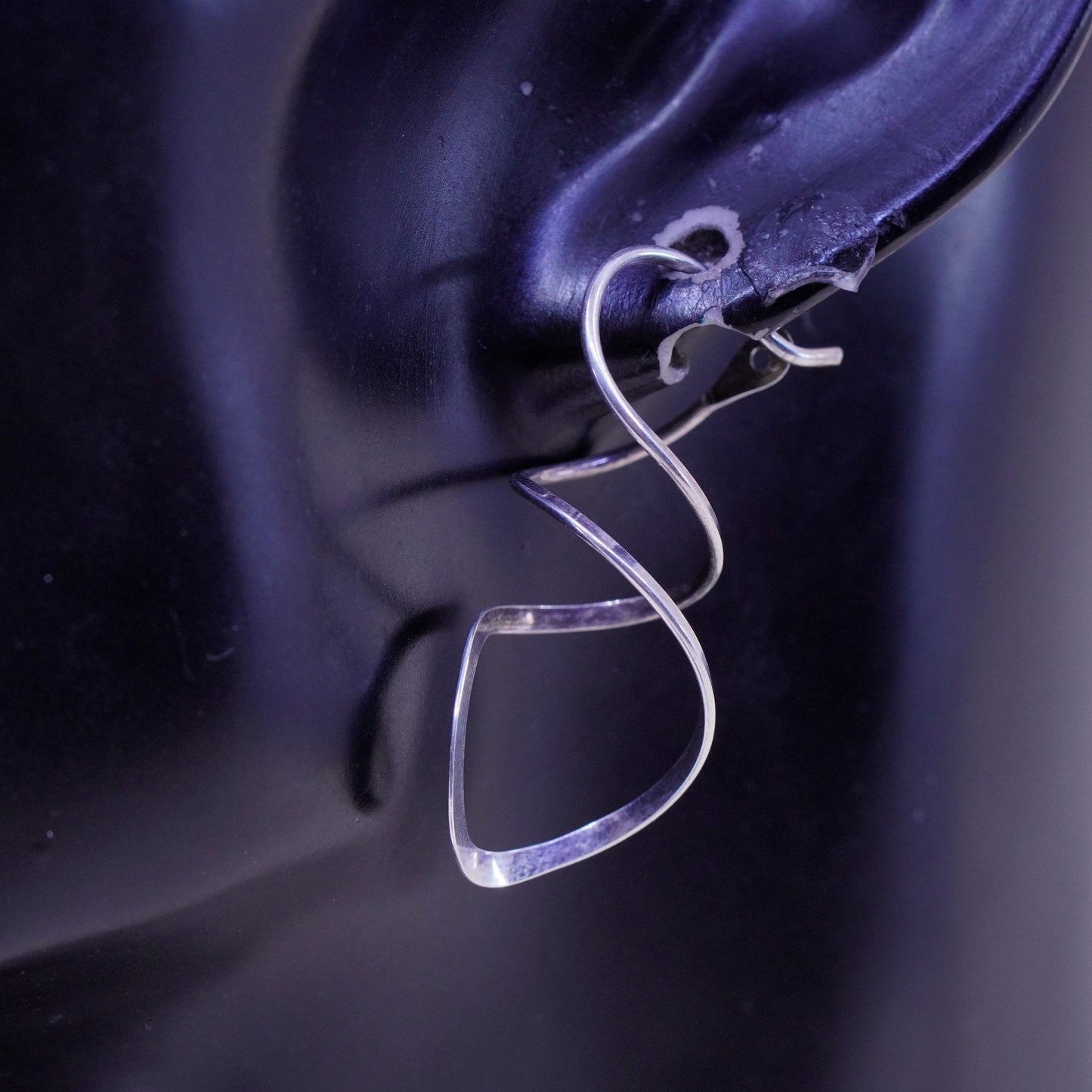 Vintage sterling silver handmade earrings, 925 twisted dangles