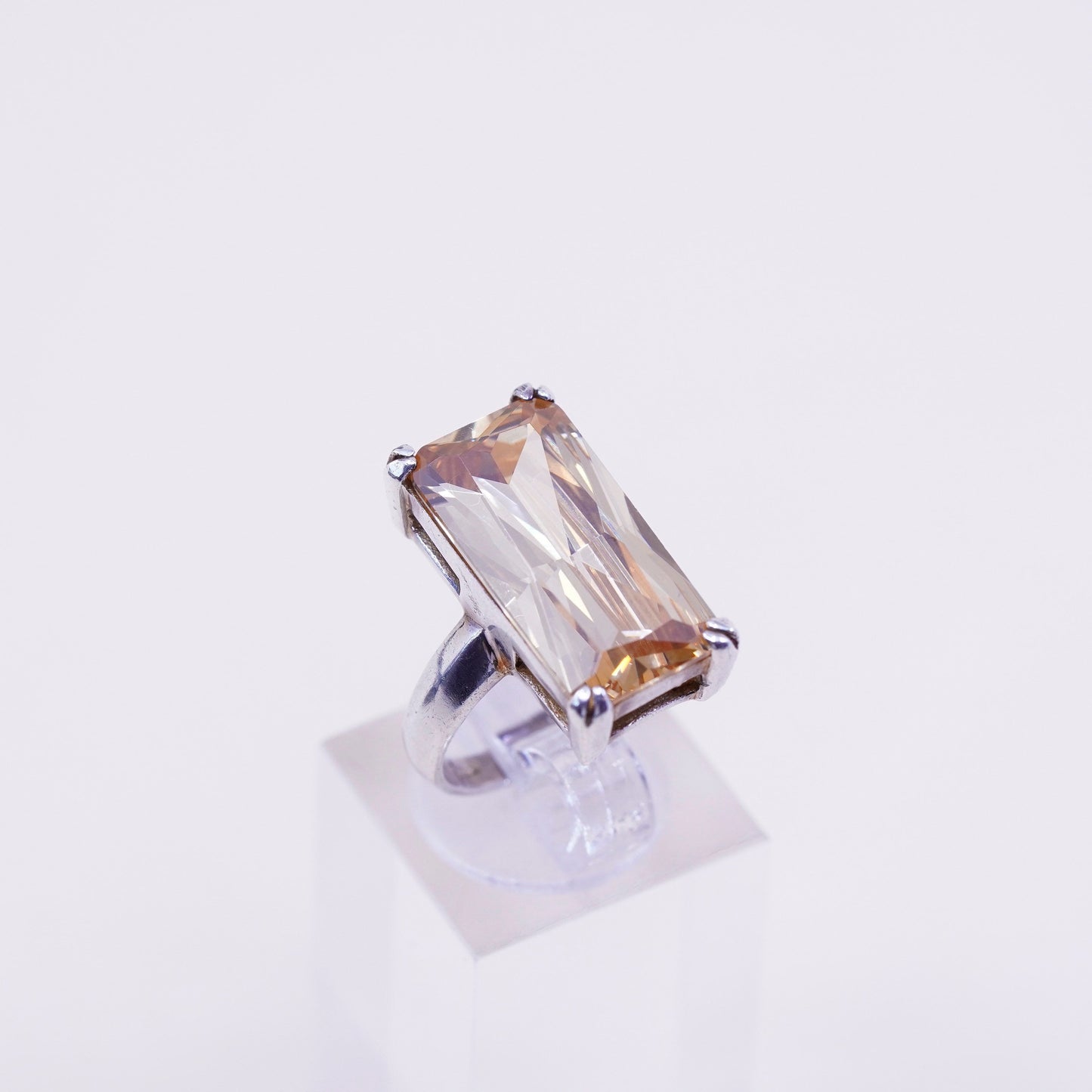 Size 6.25, vintage Sterling 925 silver handmade ring with citrine