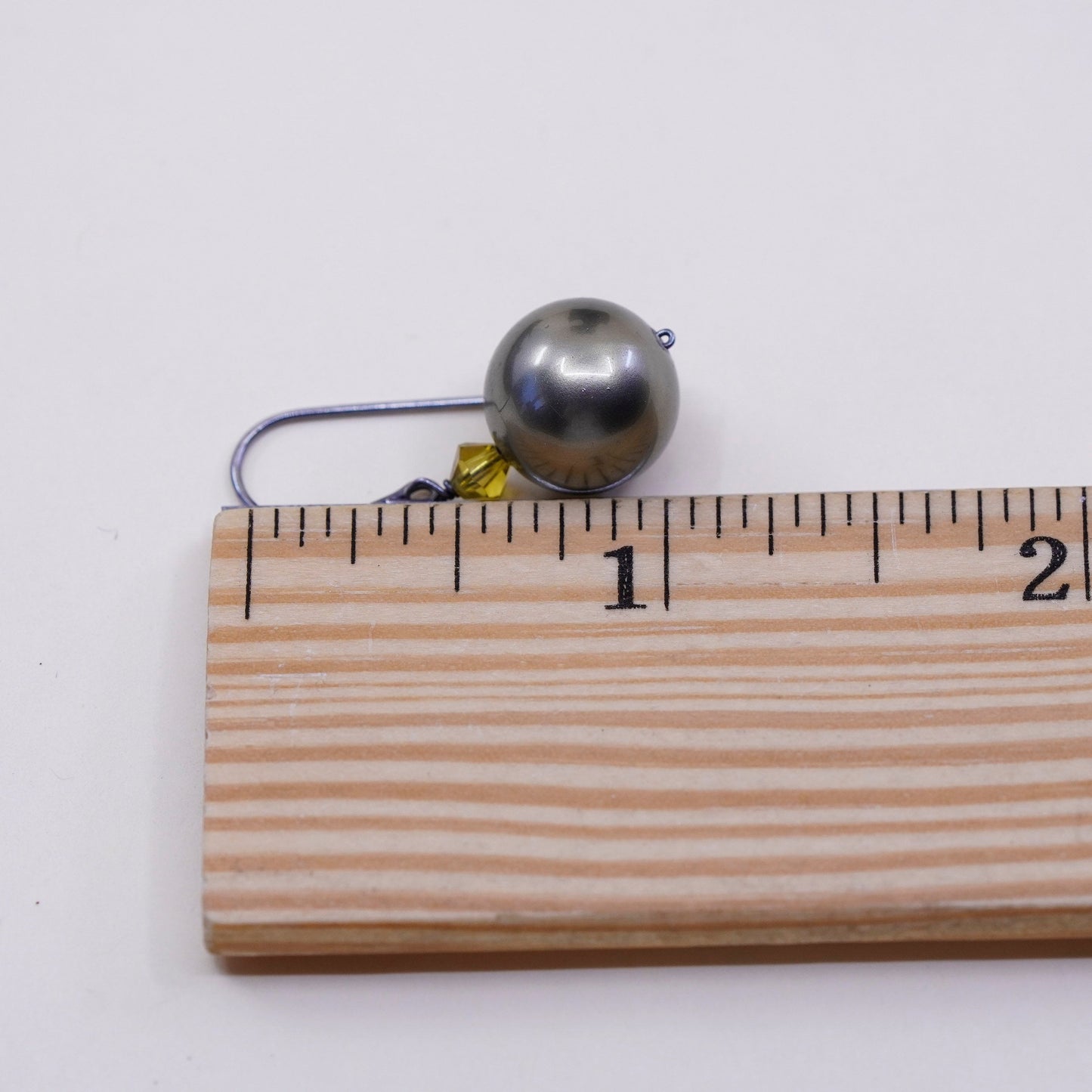 Vintage Sterling 925 silver handmade earrings with gray pearl beads