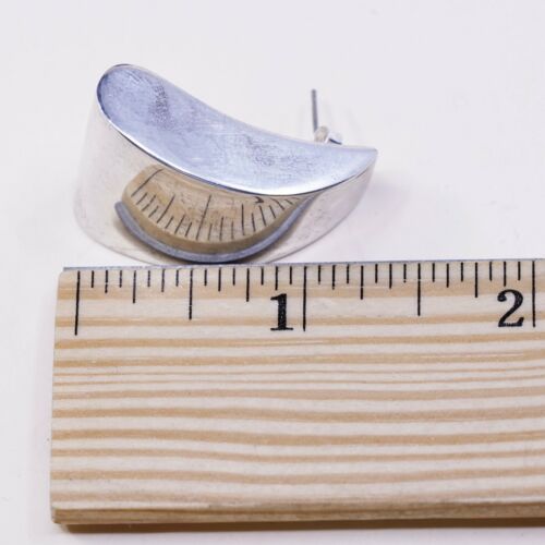 Vtg Mexico Sterling silver handmade Earrings, 925 Modern Studs, Stamped 925