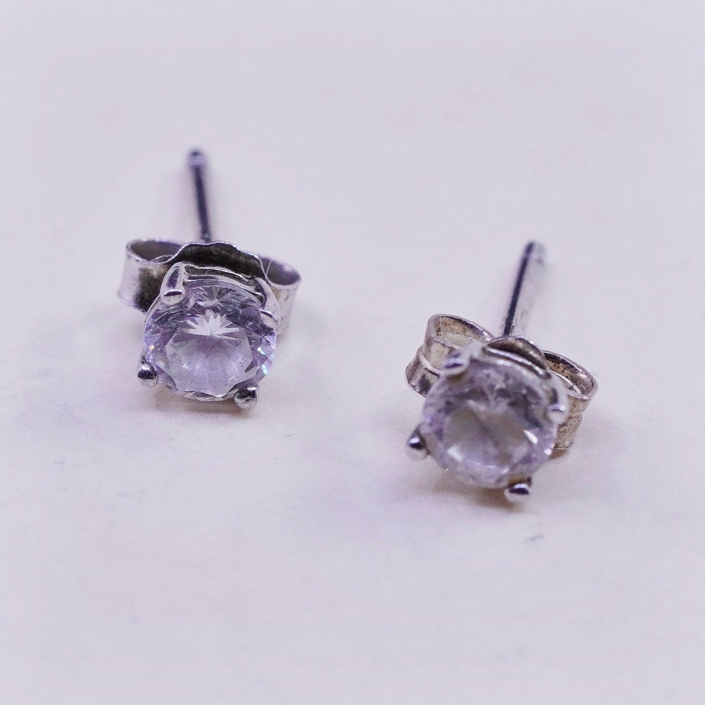 3mm, Vintage sterling 925 silver cz studs, minimalist earrings