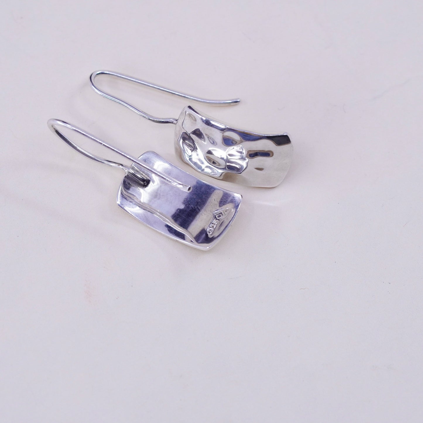 Vintage W0991 Retired Silpada Sterling 925 Silver Hammered rectangular Earrings