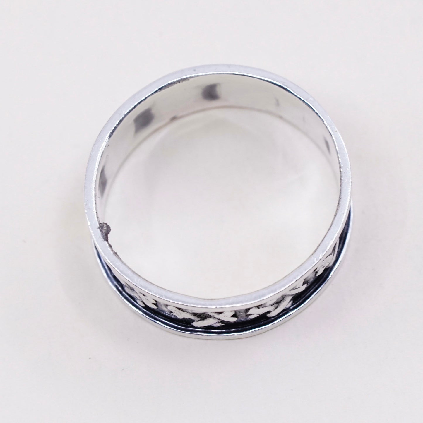 Size 9.5, vintage hopi Sterling silver handmade ring, 925 cross embossed band