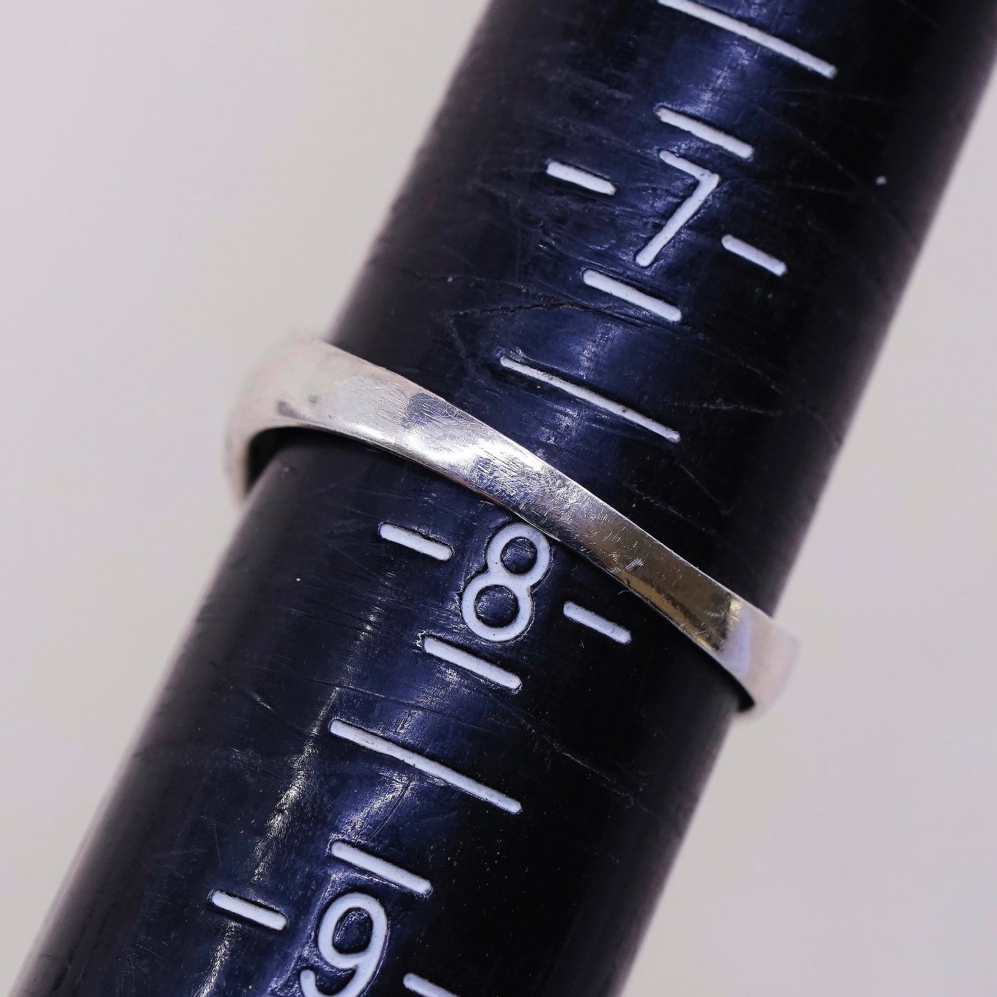 sz 7.75, vtg sterling silver handmade ring, 925 w/ mother of pearl