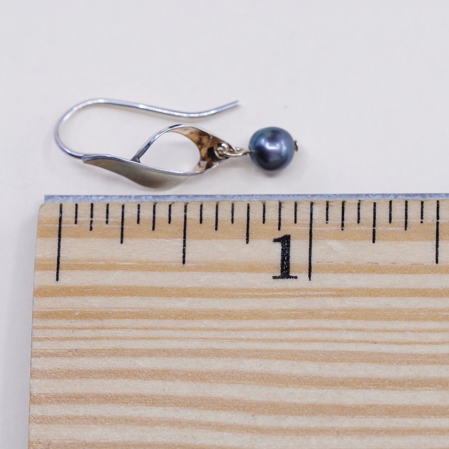 Vintage Sterling silver handmade earrings, 925 hooks with pearl drops