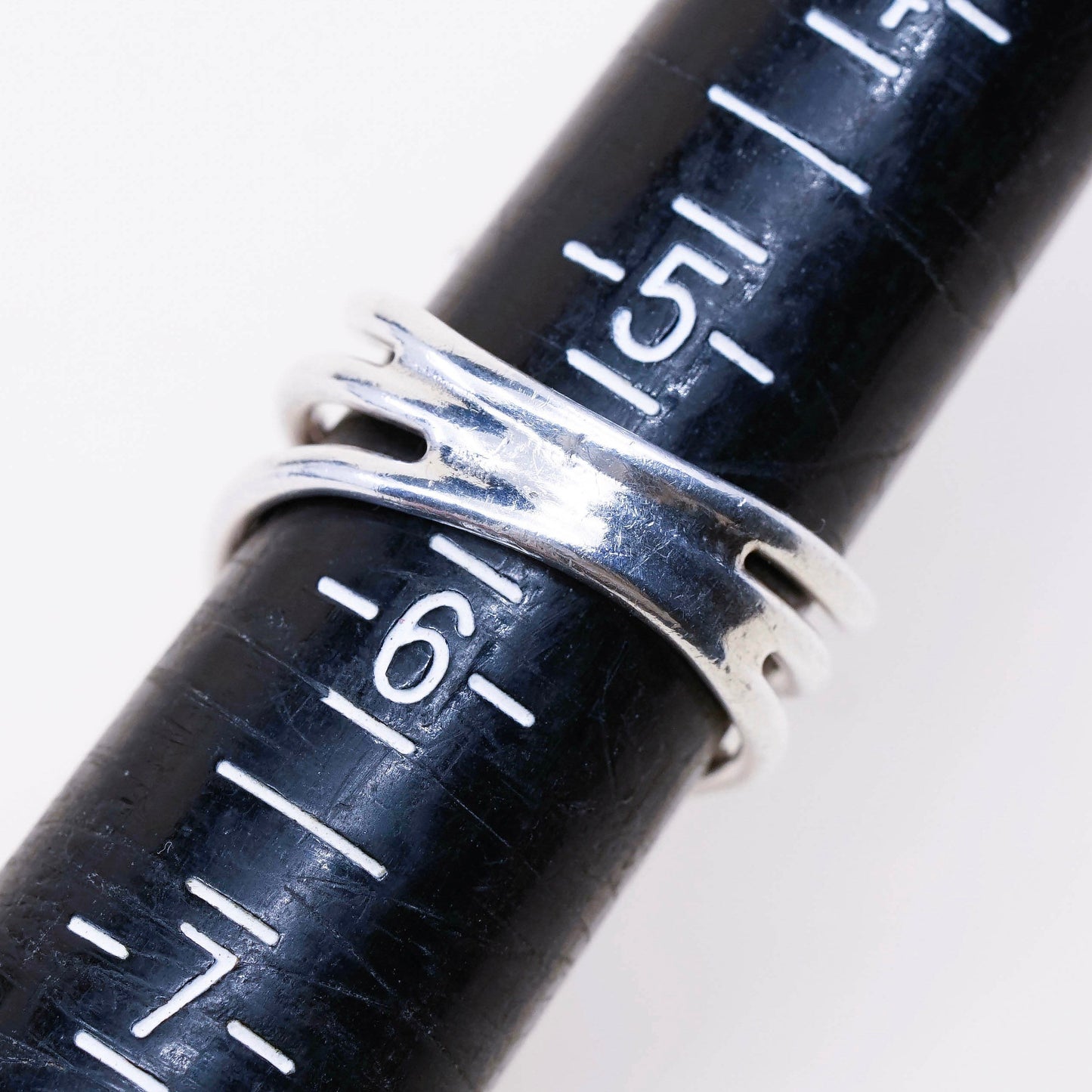 sz 5.5, vtg sterling silver handmade ring, Mexican 925 band w/ beads