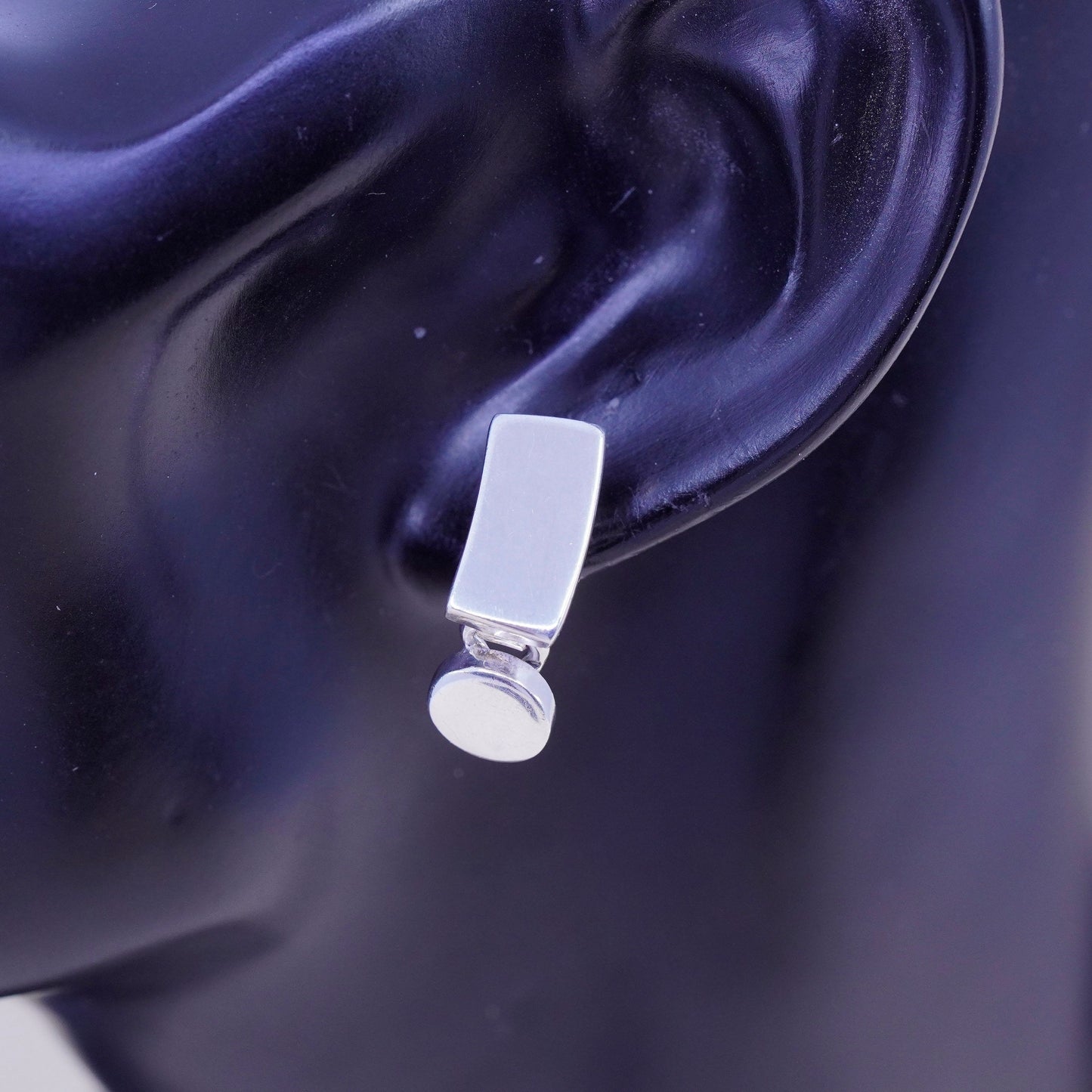 mexico sterling silver handmade earrings, 925 modern studs circle dangles