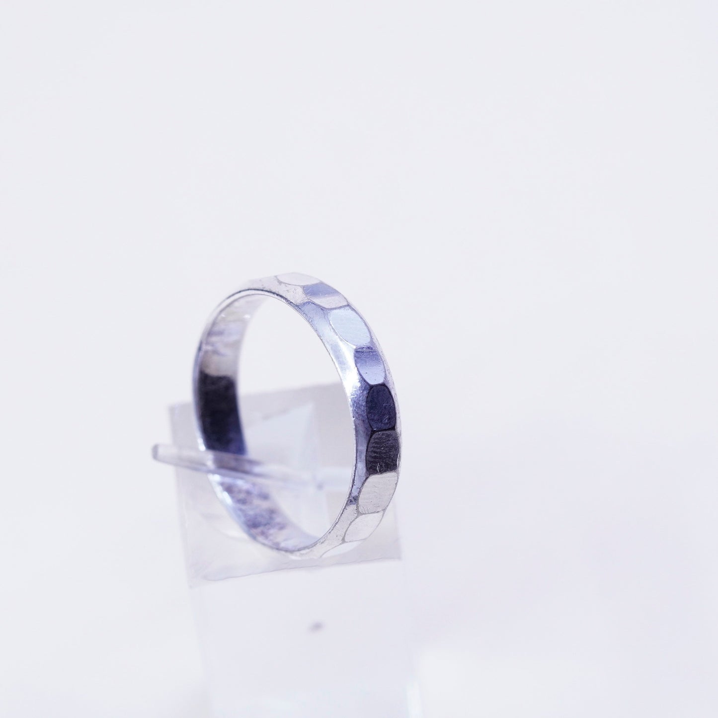 Size 11, vintage stackable Sterling silver handmade ring, textured 925 band