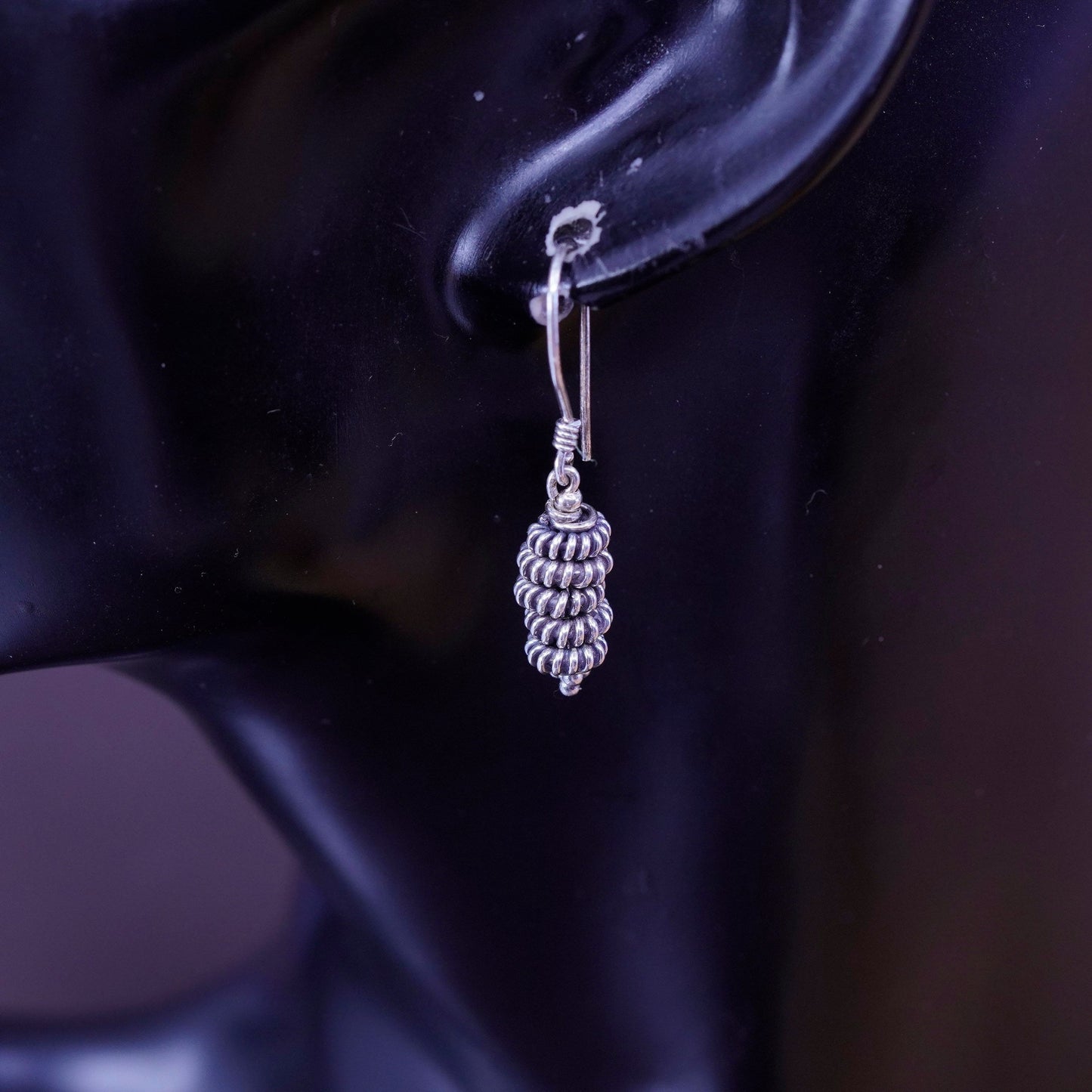 Vintage Sterling silver handmade earrings, 925 cable beads drops