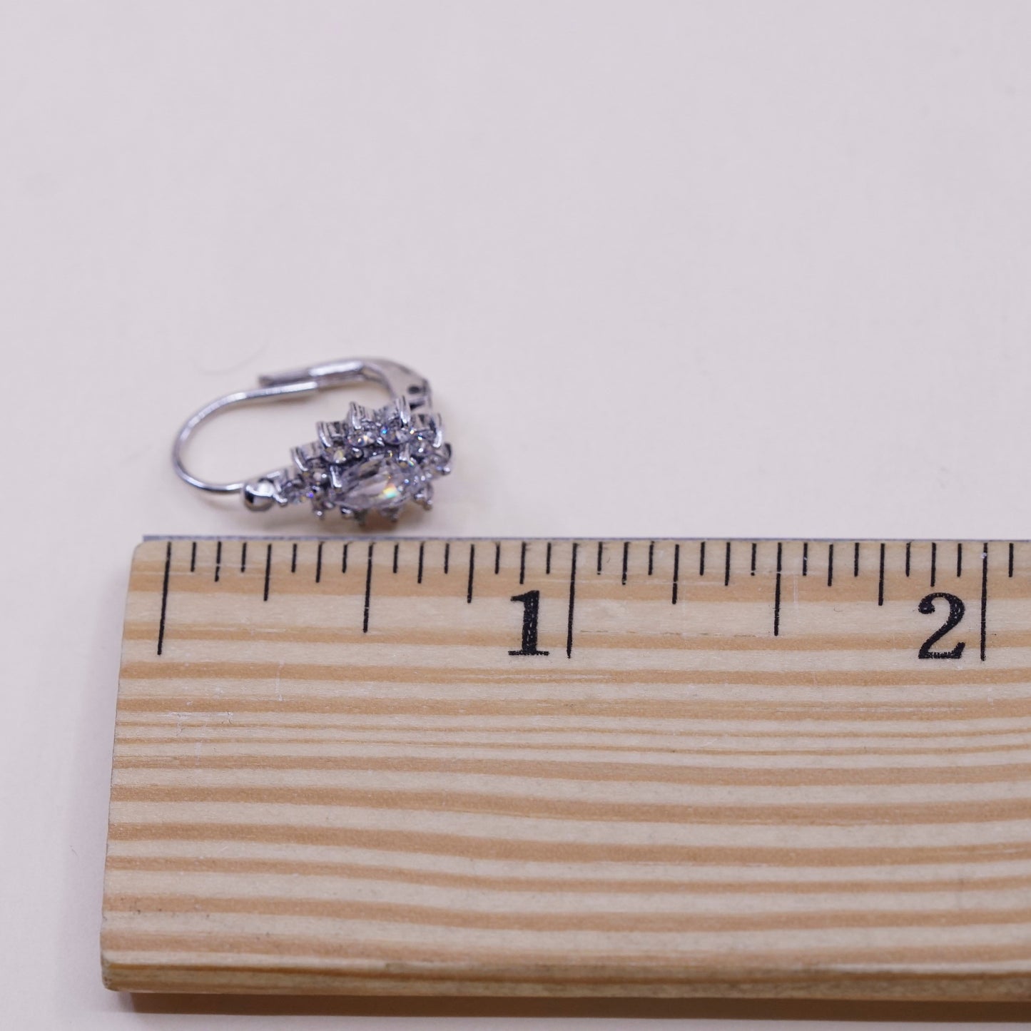 Vintage Sterling 925 silver handmade earrings, teardrop Cz dangles
