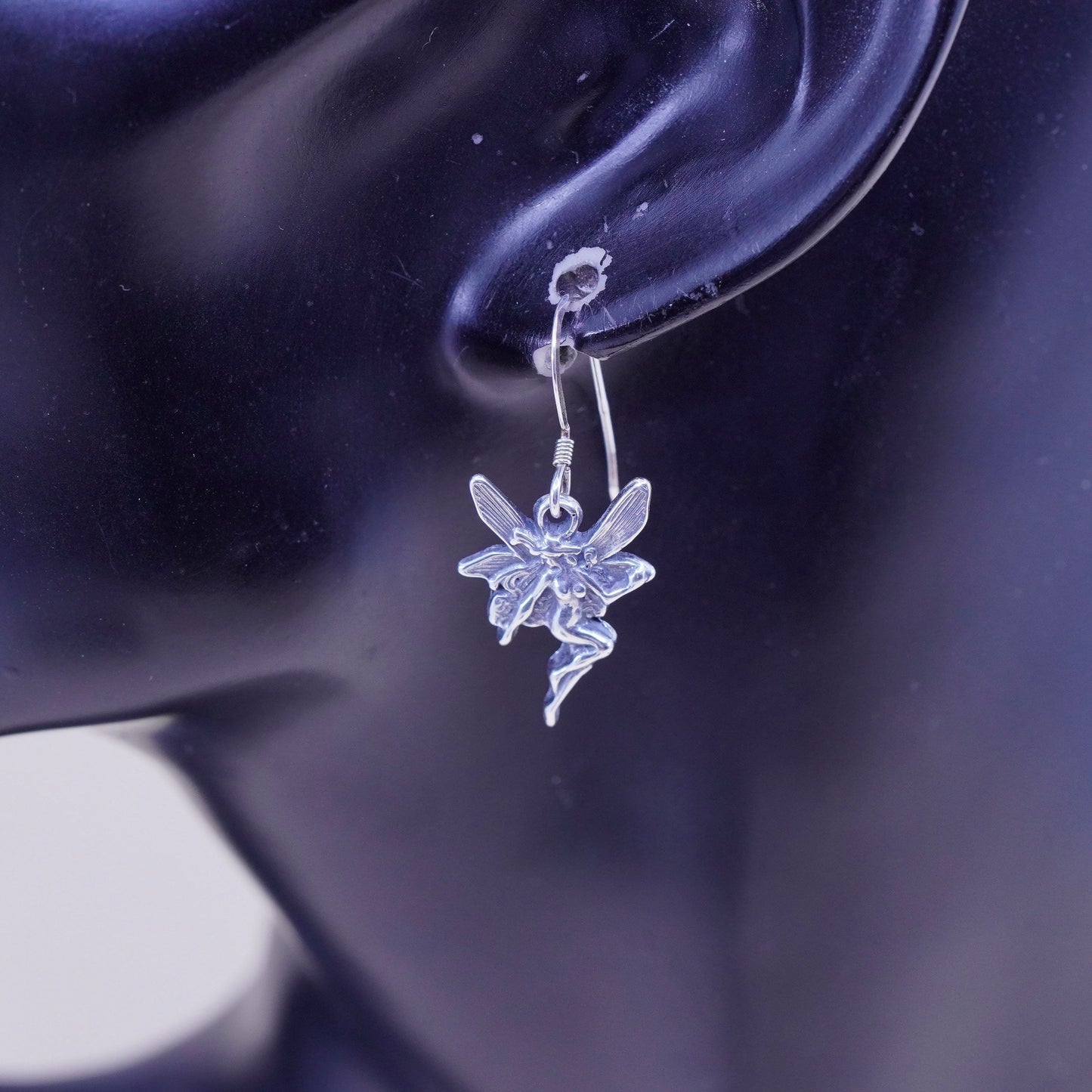 Vintage sterling silver handmade earrings, 925 fairy