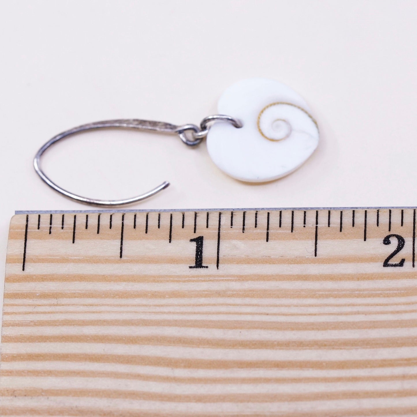 Vintage sterling silver handmade earrings, 925 with heart shell dangles