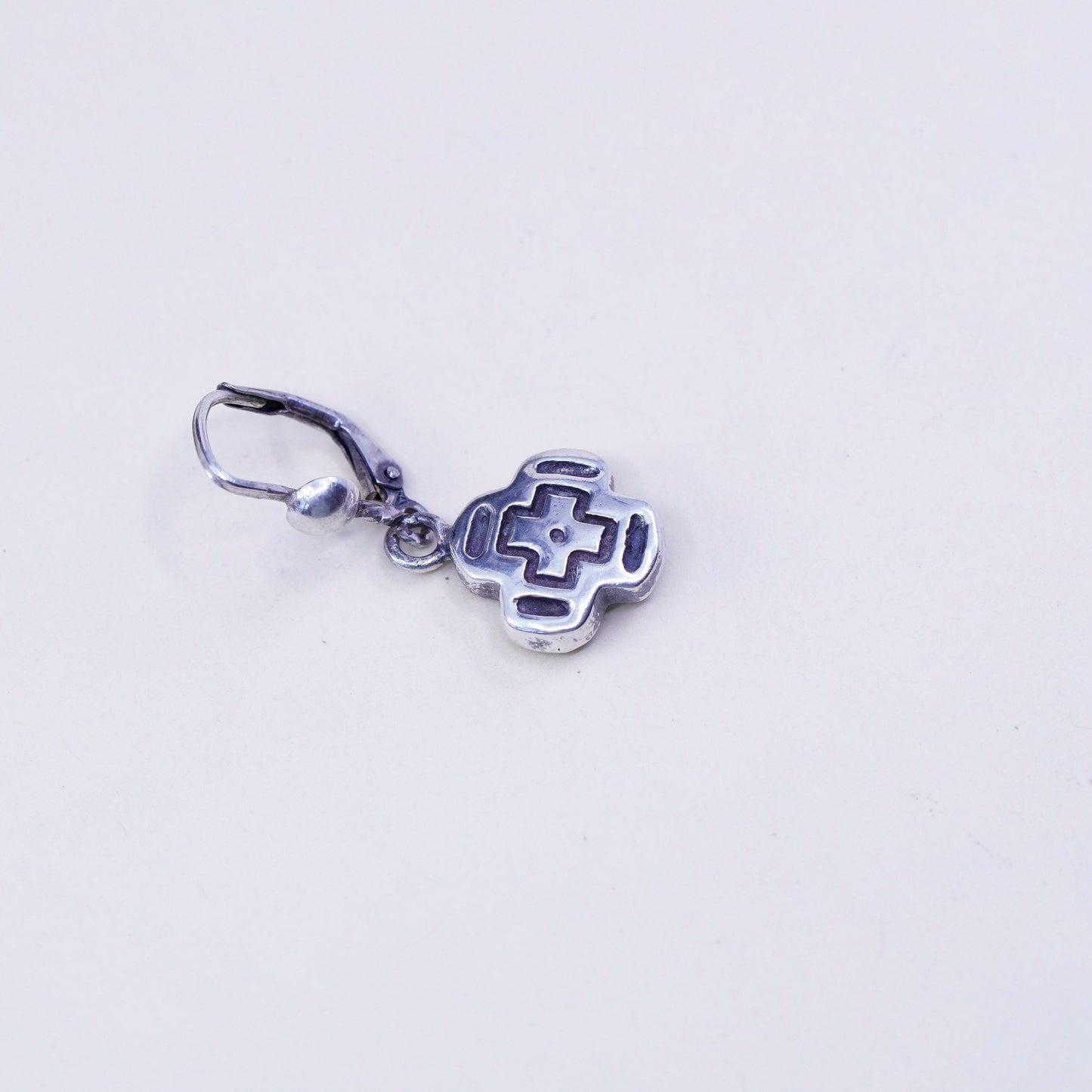 Vintage Sterling silver handmade earrings, JM cute 925 cross dangles