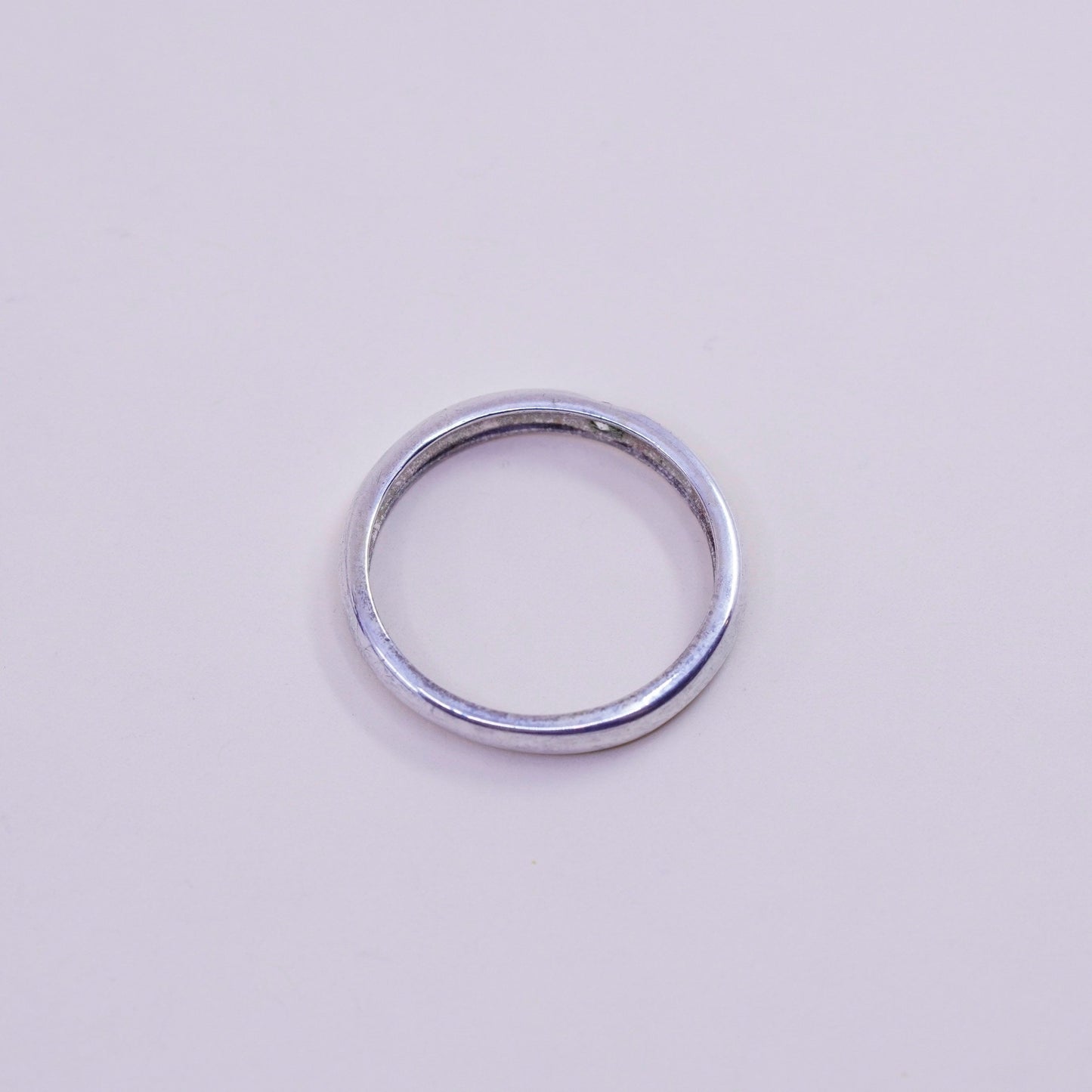 Size 9, Vintage Italy sterling 925 silver ring, engagement wedding band with cz