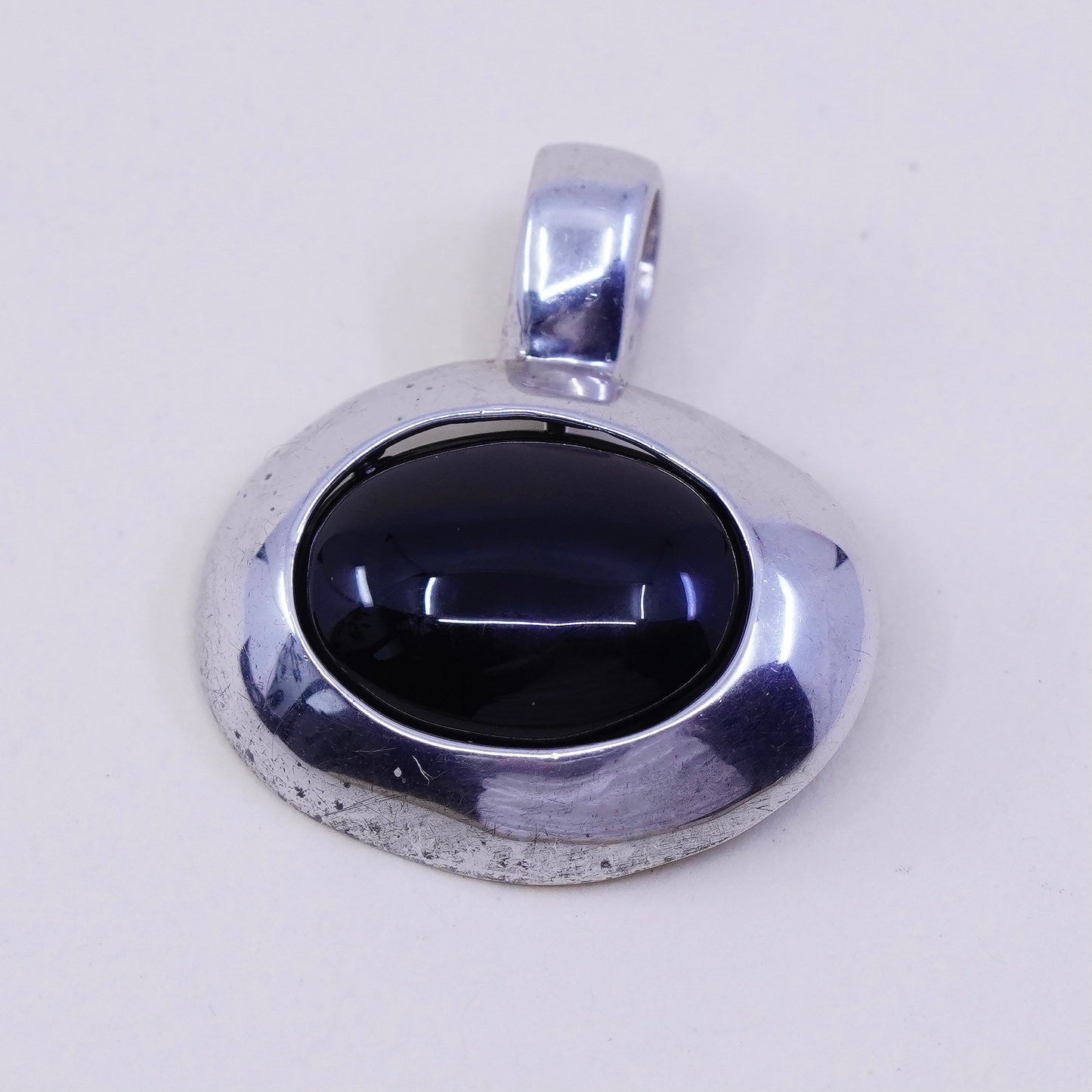 interchangeable handmade sterling silver pendant, 925 cage with oval black onyx
