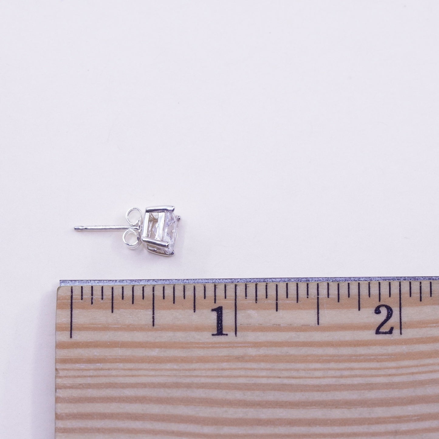 Vintage sterling 925 silver square cz studs, earrings