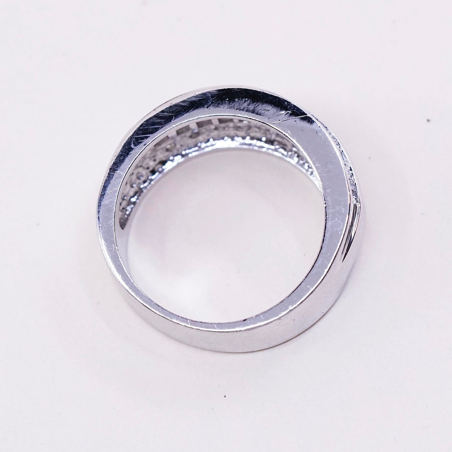 Size 6, vintage Sterling silver ring, 925 band with CZ cluster statement ring