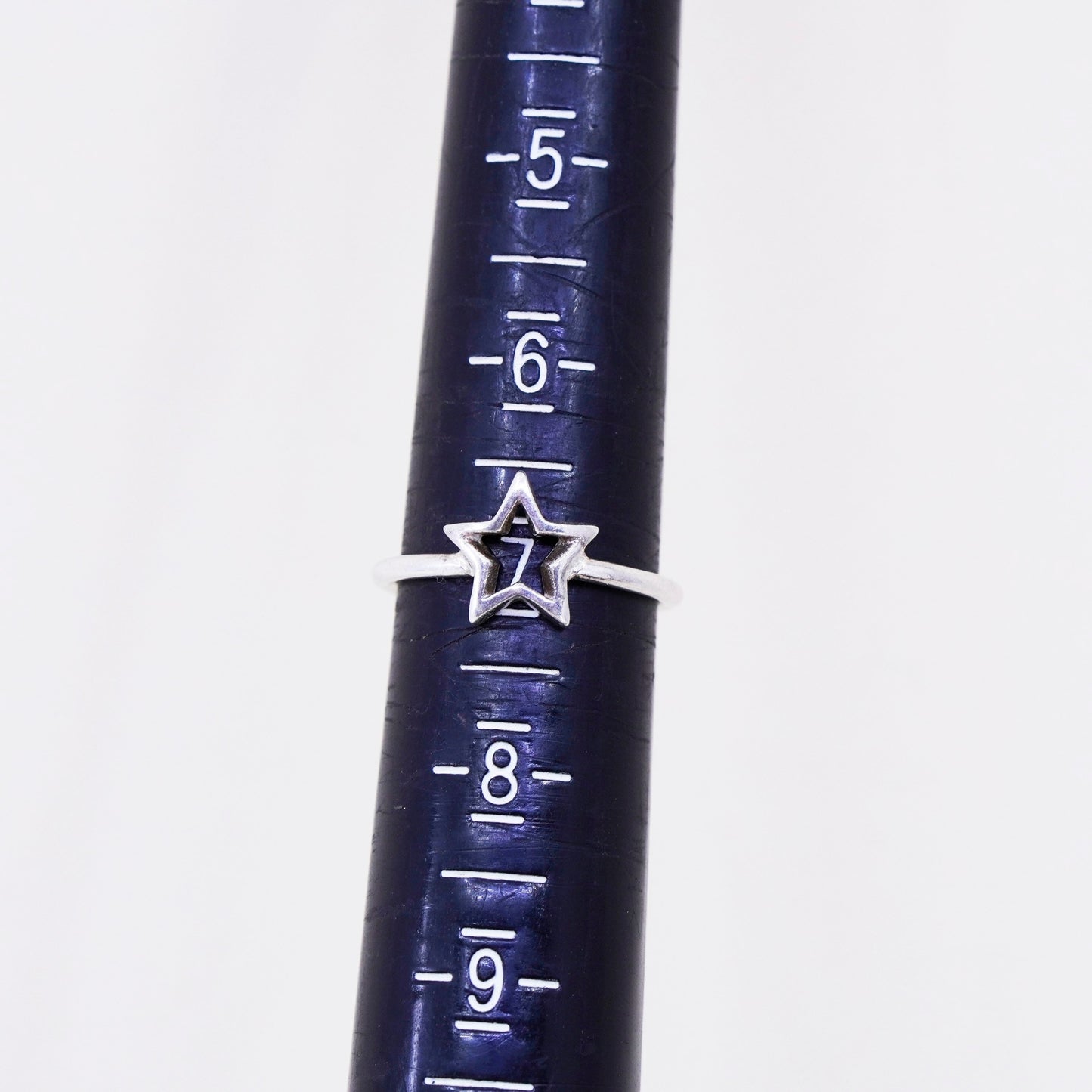 Size 7, vintage Sterling silver handmade ring, 925 star band