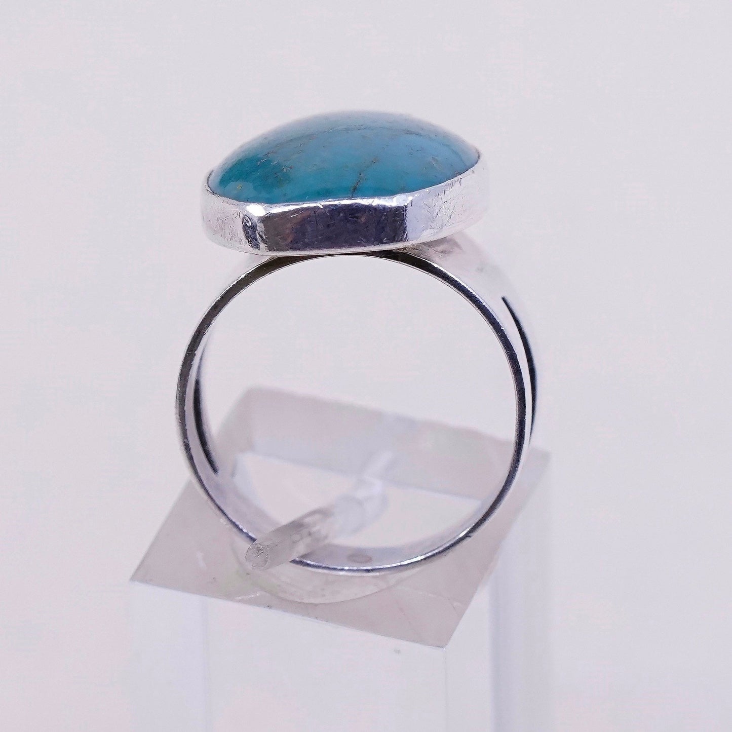 sz 7, VTG DTR sterling silver ring, handmade 925 ring w/ turquoise