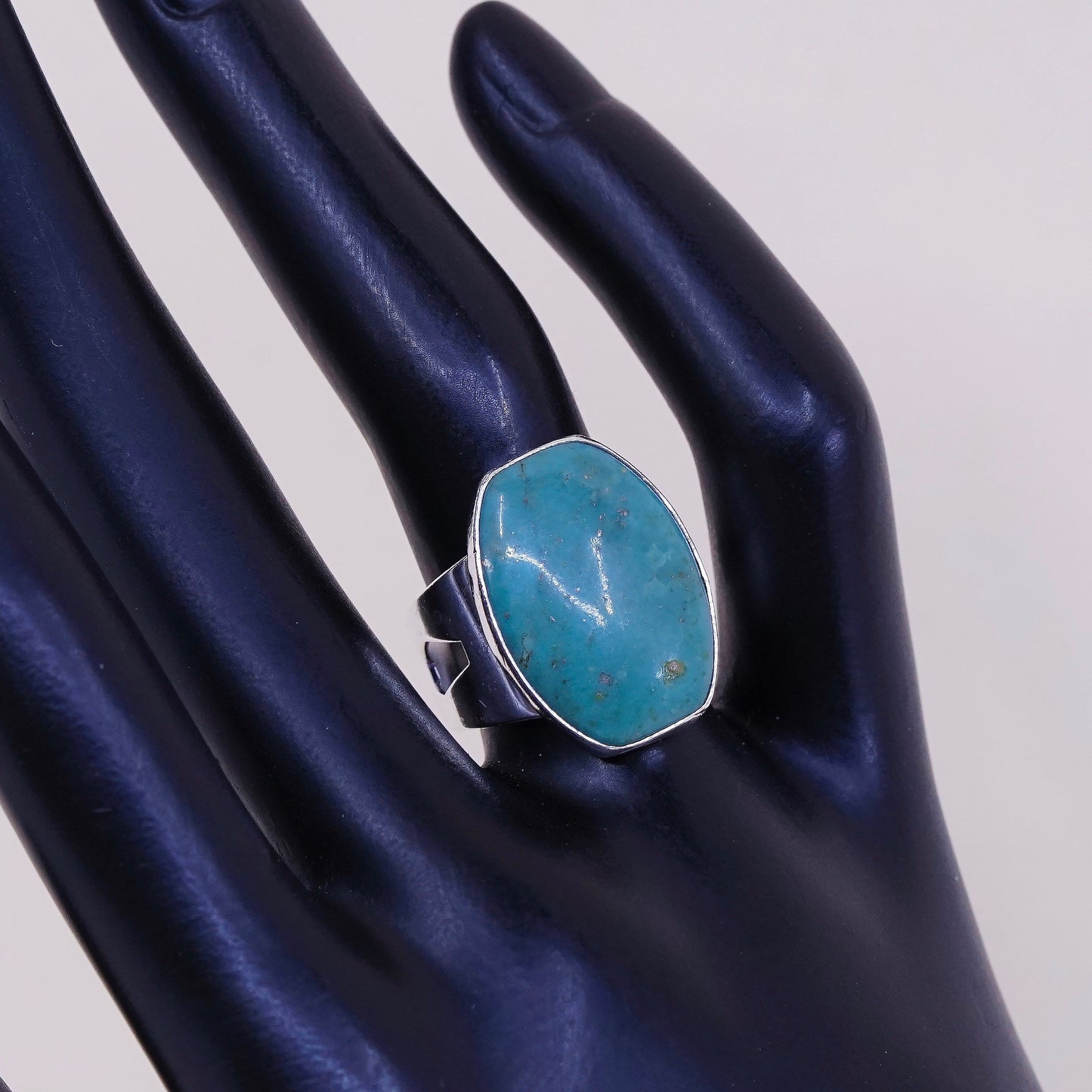 sz 7, VTG DTR sterling silver ring, handmade 925 ring w/ turquoise