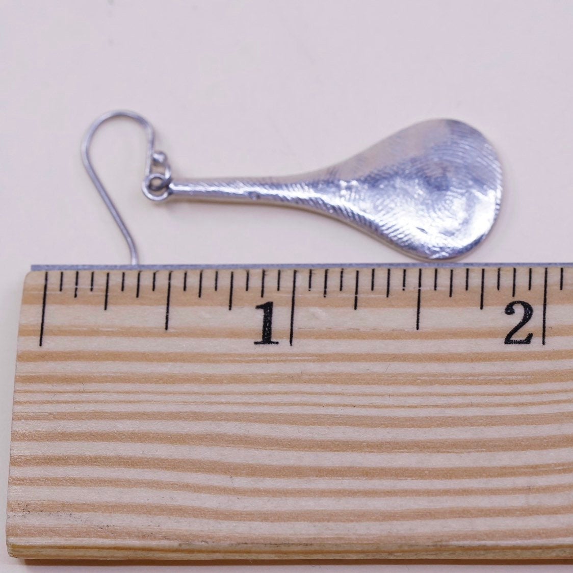 vtg sterling silver handmade earrings, 925 silver teardrop dangles,