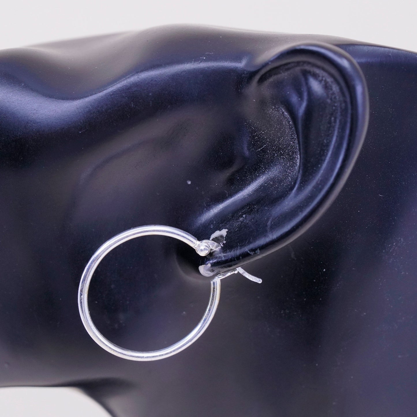 1”, Vintage sterling silver loop earrings, fashion minimalist primitive hoops