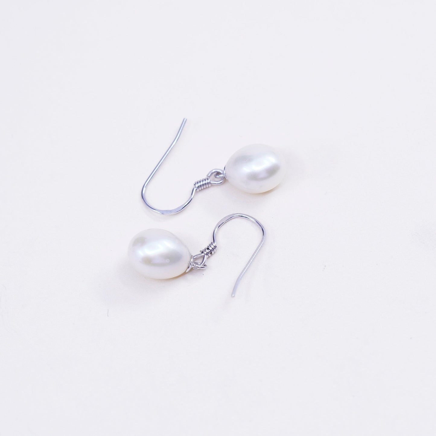 Vintage Sterling 925 silver handmade earrings with pearl drops