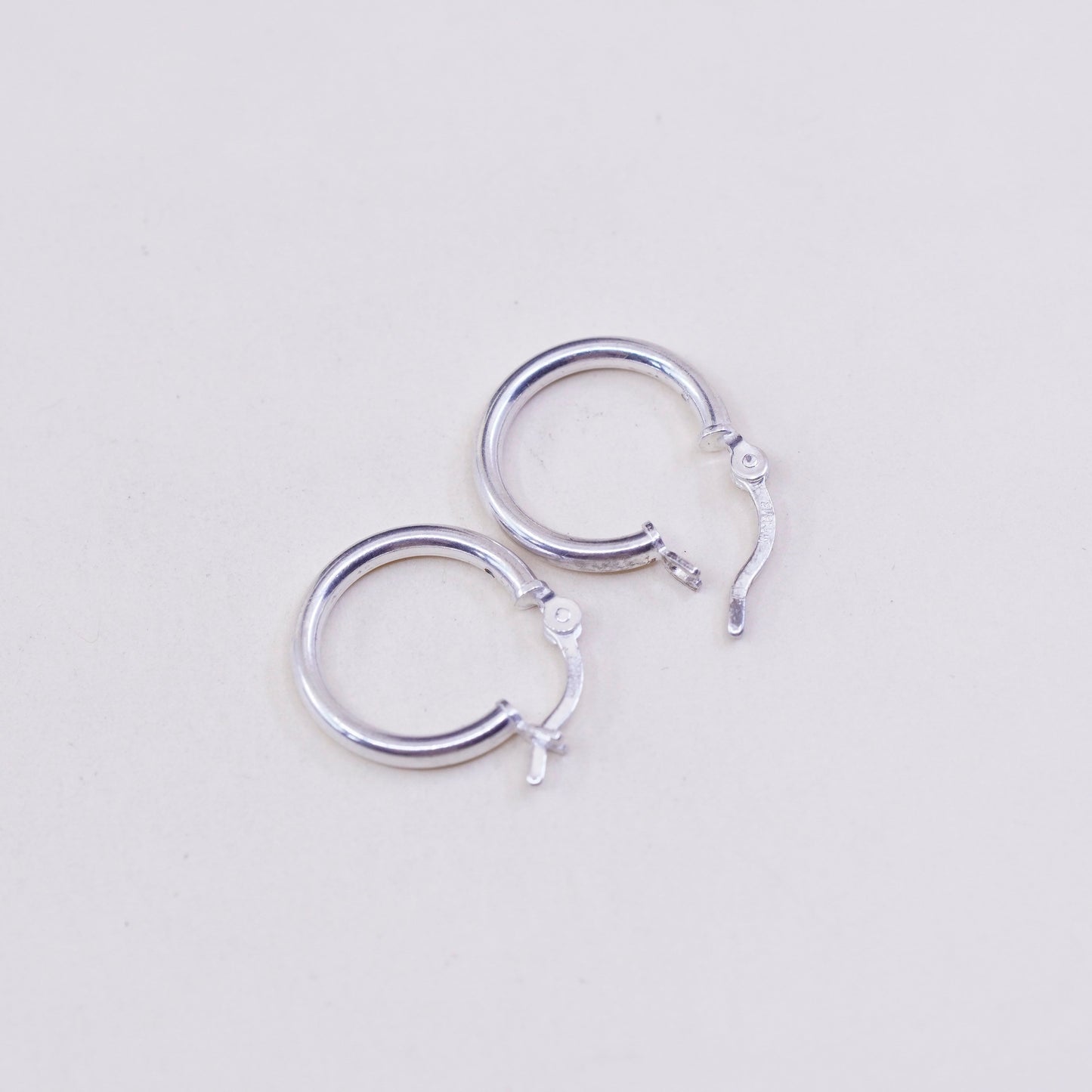 0.5”, Vintage sterling silver loop earrings, minimalist, 925 hoops, huggie
