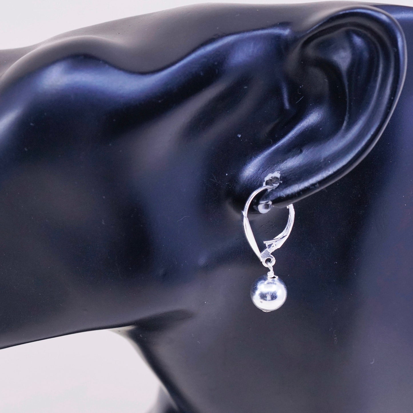 Vintage FAS sterling silver handmade earrings, 925 silver beads dangles