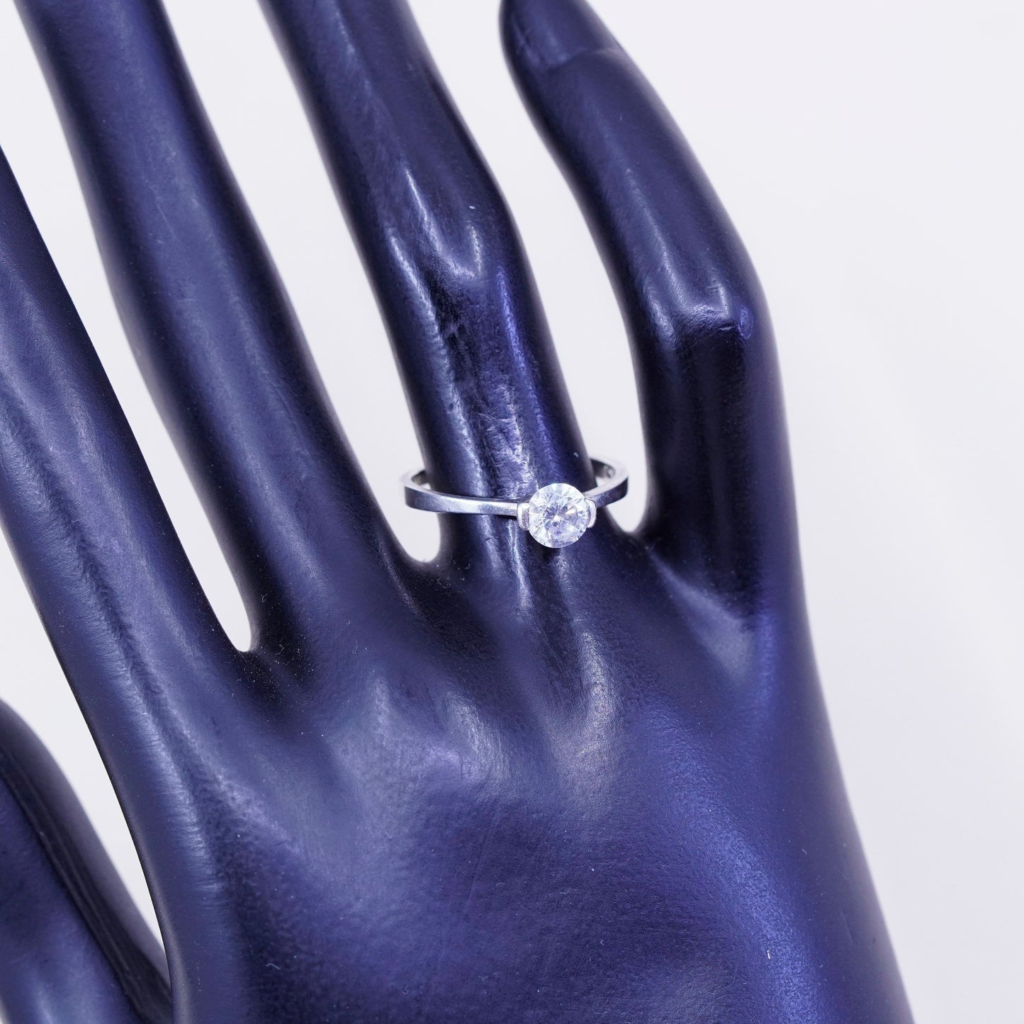 Size 7.25, Vintage sterling silver handmade ring, engagement ring with cz