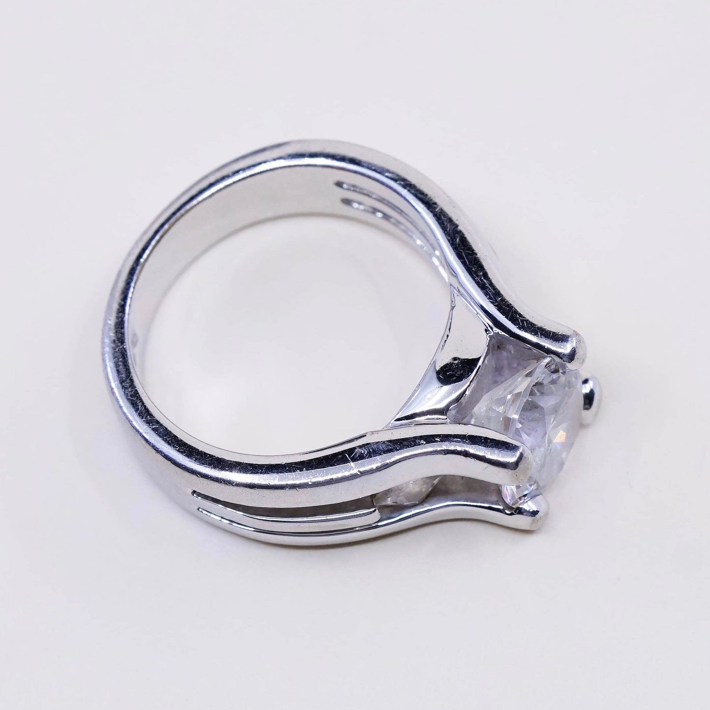 Size 5, Sterling silver ring, 925 silver with round cut CZ cluster