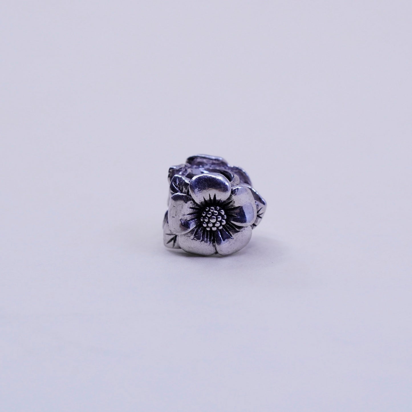 Vintage Sterling silver handmade flower pendant, 925 bead charm