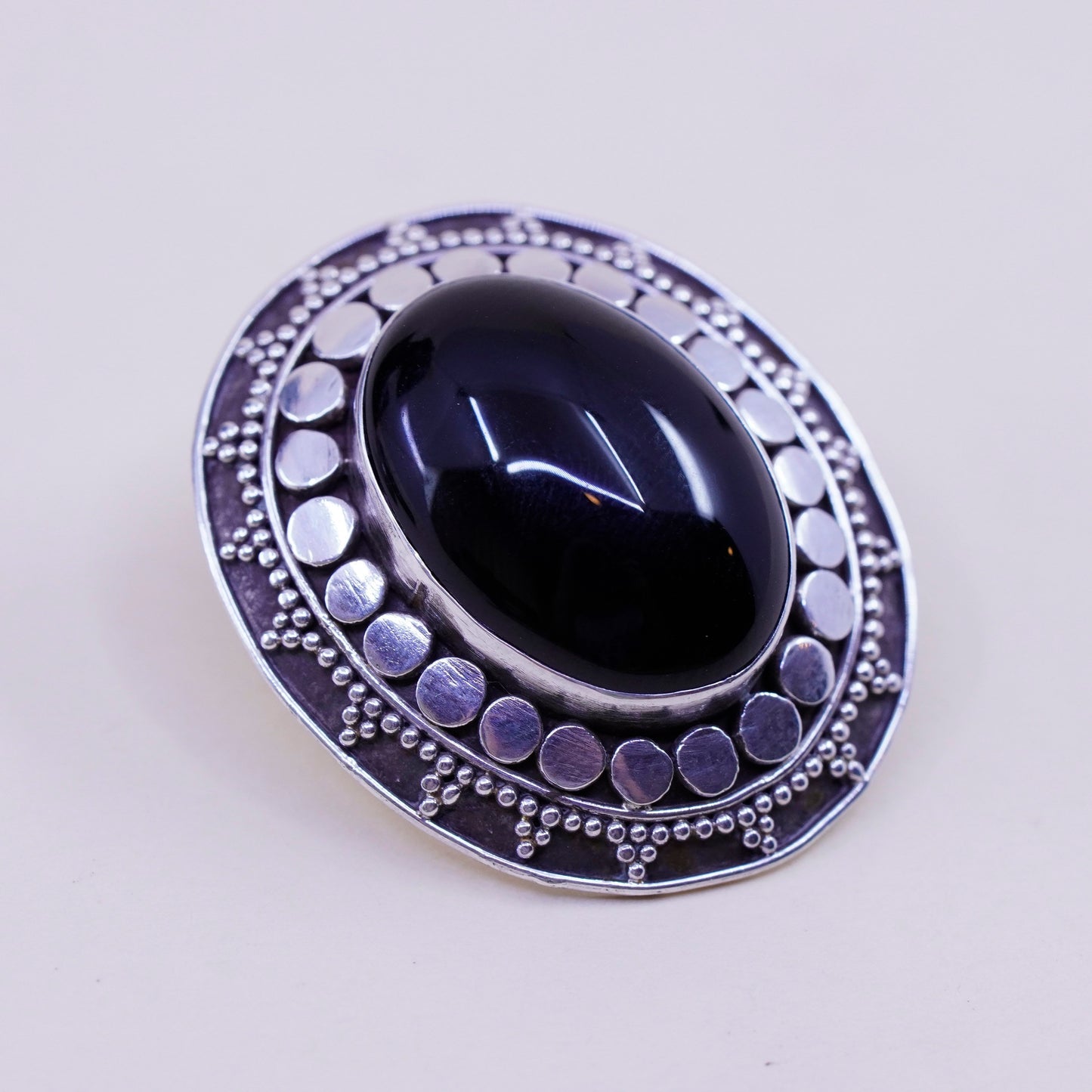 southwestern Sterling silver handmade earrings, Mexico 925 stud obsidian beads