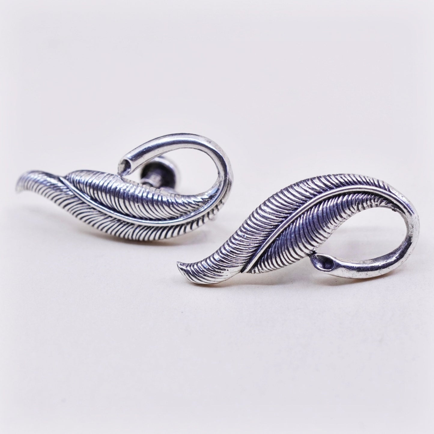 vtg danecraft Sterling silver handmade earrings 925 screw back earrings w/ leaf