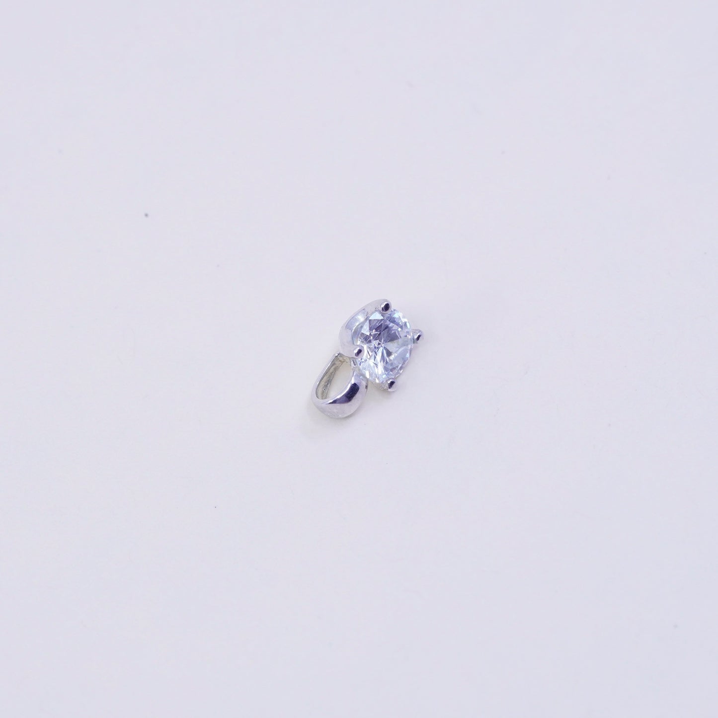 Vintage sterling silver cz crystal pendant, 925 charm