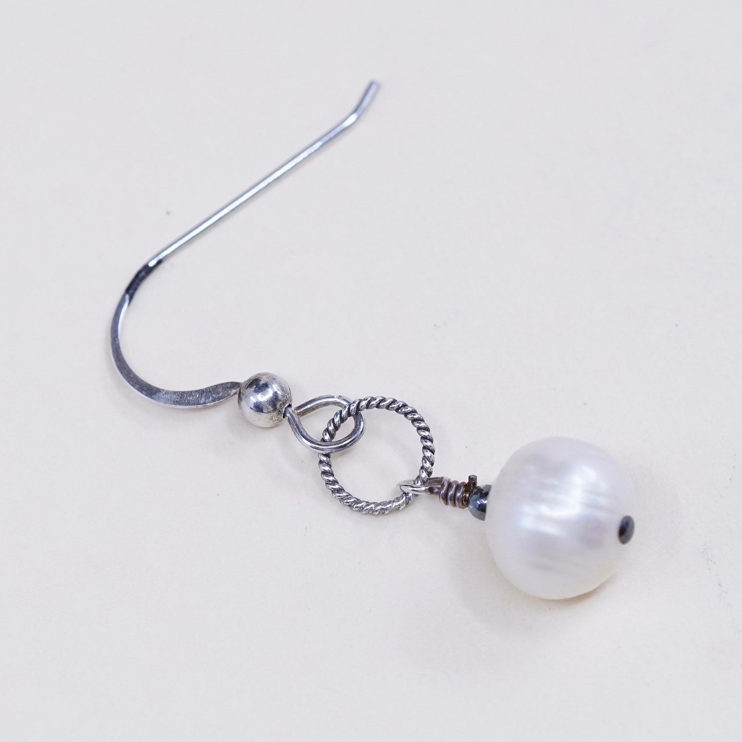Vintage Sterling 925 silver handmade earrings with pearl drops