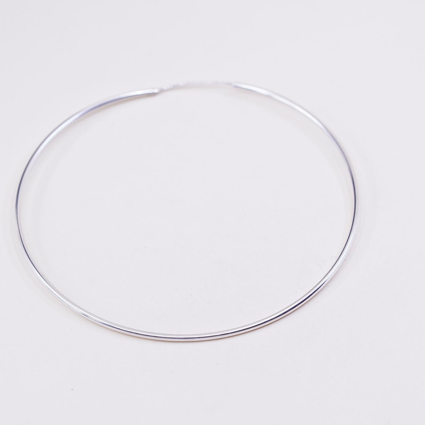 3” Vintage sterling silver loop earrings, fashion minimalist primitive hoops