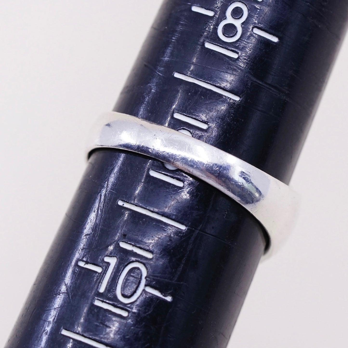 sz 9, vtg Sterling silver handmade ring, 925 cross band w/ beads, stamped 925